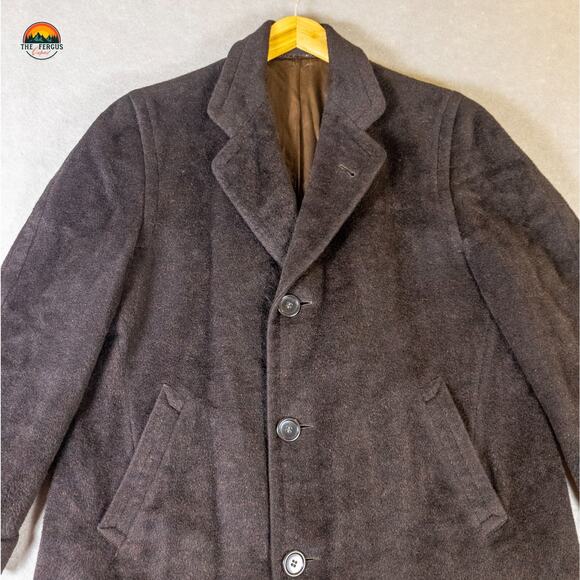 Quality By Kuppenheimer Overcoat Black Wool Cashmere Blend Academia Men's Sz 48 - Picture 10 of 13